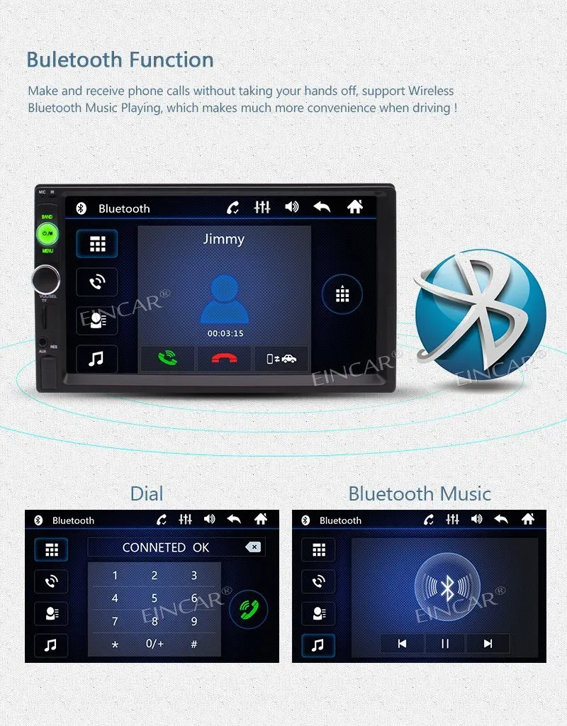 2 Din Автомобильный MP5 видео радио плеер в тире Встроенный Bluetooth + микрофон 7