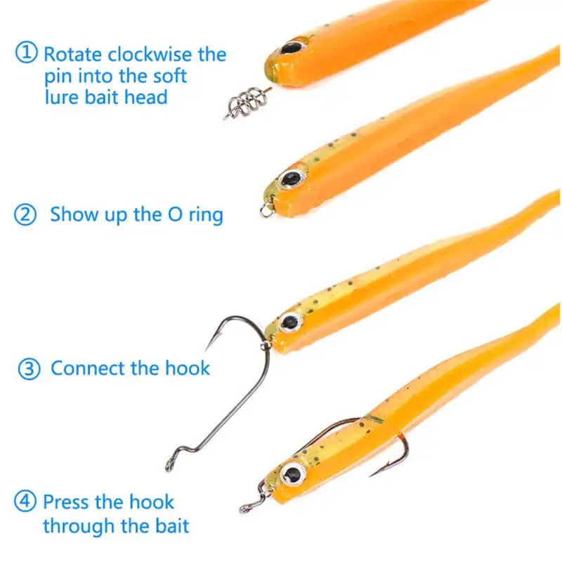 100 шт./лот рыболовные крючком Мягкая приманка Пружинные центровочные шпильки - Фото №1