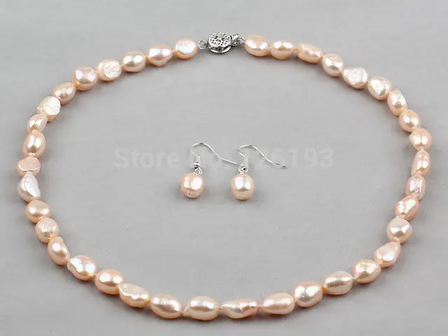 Nice 8-9mm Pink Baroque Pearl Necklace Earrings set - Jewellery | Украшения и аксессуары