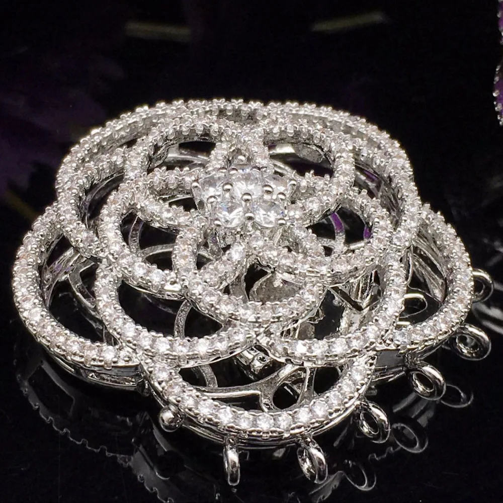 2017 roses micro pave zircon clasp connector supplier end women jewelry beads pearl necklace bracelet DIY | Украшения и