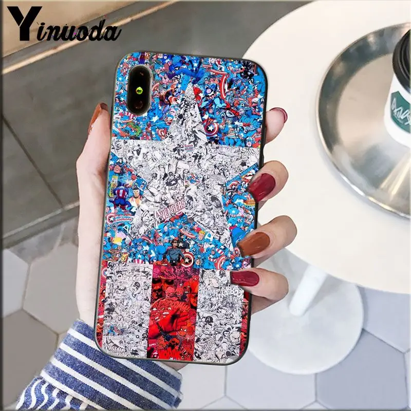 Yinuoda Marvel Мстители Капитан Америка рисунок чехол для телефона iPhone X XS MAX 6 6S 7 7plus 8 8Plus