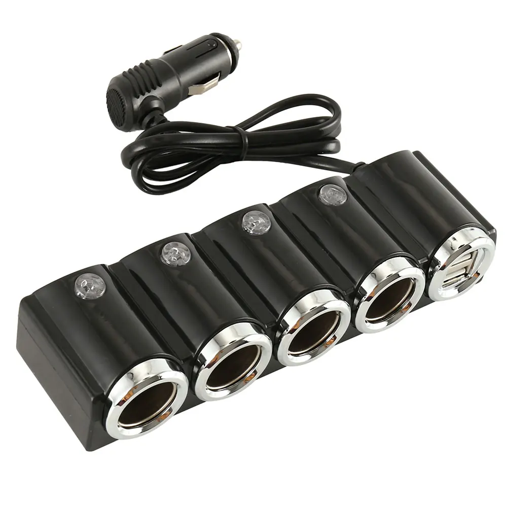 DC 12V/24V 4 Way Auto Car Cigarette Lighter Socket Splitter Power Charger Adapter Charging Dual USB Ports for Smartphones Hot | Автомобили