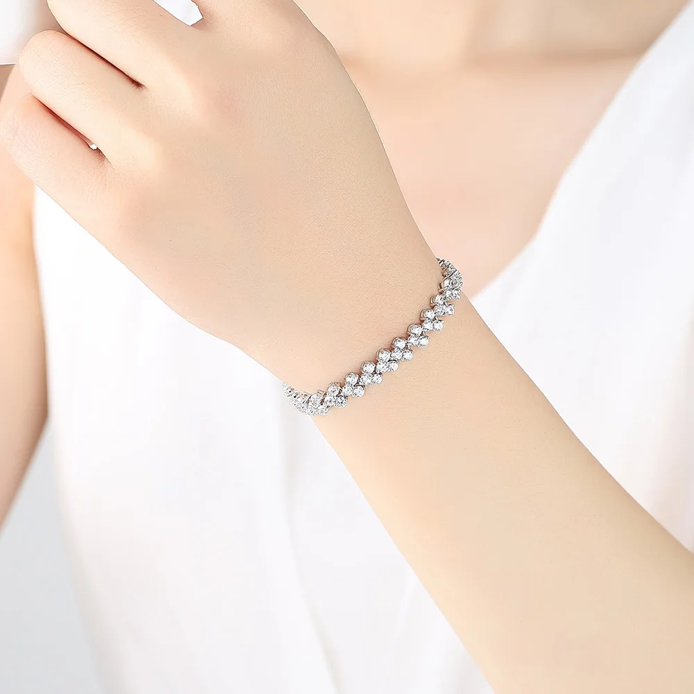 RACHEL VICHY CZ Crystal Tennis Bracelet Zircon Bangle Chains Gold Strand Bracelets For Women Female Jewelry B01 | Украшения и