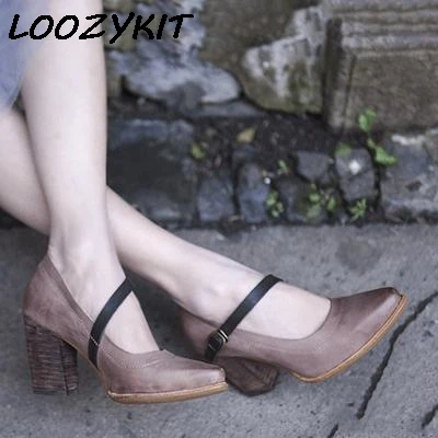 Loozykit (доставка)/2019 г. босоножки женские Новинка на высоком толстом каблуке с