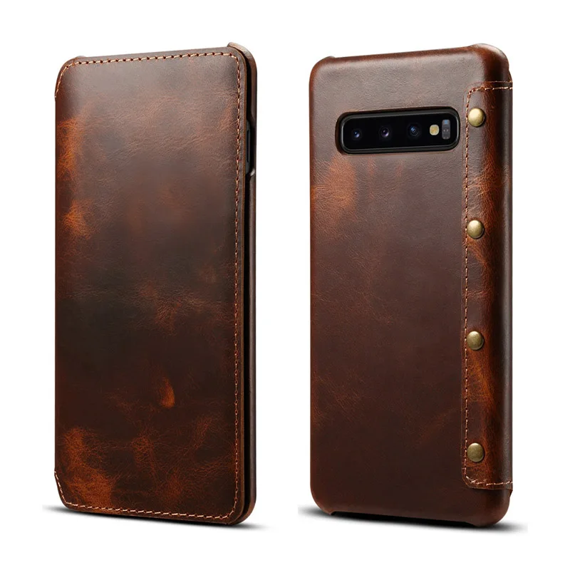Роскошный чехол из натуральной кожи для samsung Galaxy S10 Lite S10E Note 8, Ретро Чехол-книжка с бумажником для samsung S9 S8 Plus Note 9