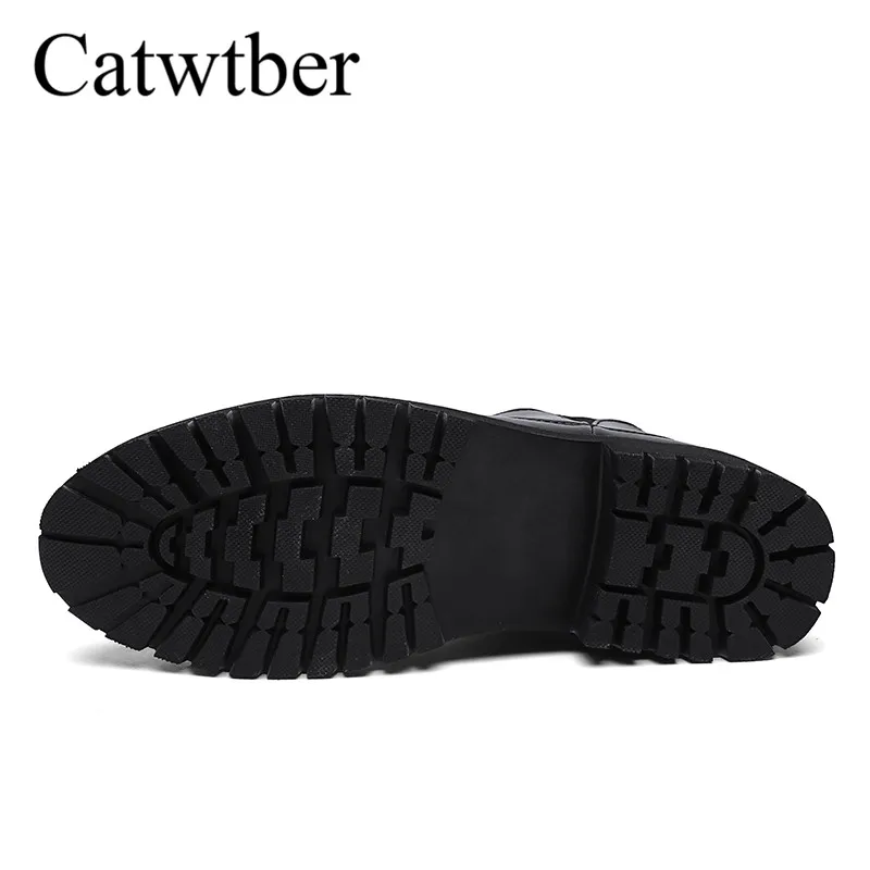 Catwtber 2018 Новый Мужские ботинки кожа Открытый Зимние модные теплые Мужская обувь