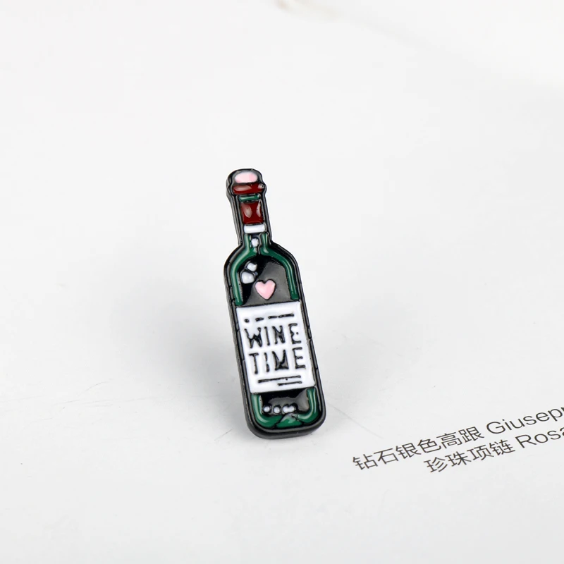 Wine Time Mini Cute Pins Red Bottle Cup Brooches Enamel Pin Badge Cartoon Jewelry Bag Clothes For Lovers Best Friend | Украшения и