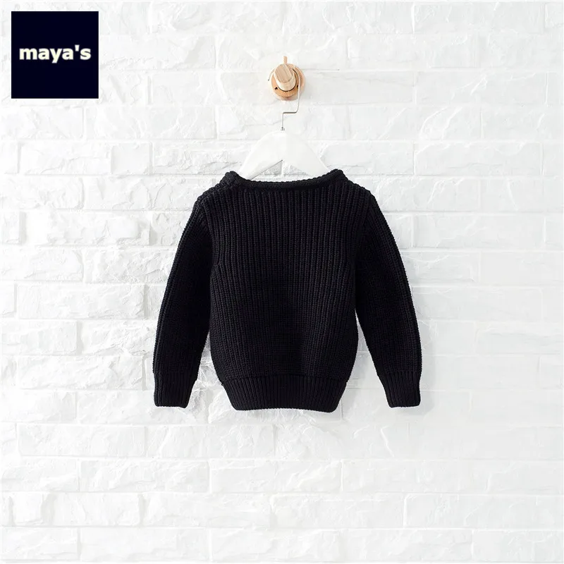 Mayas/модные черные вязаные зимние свитера для мальчиков хлопковые мягкие