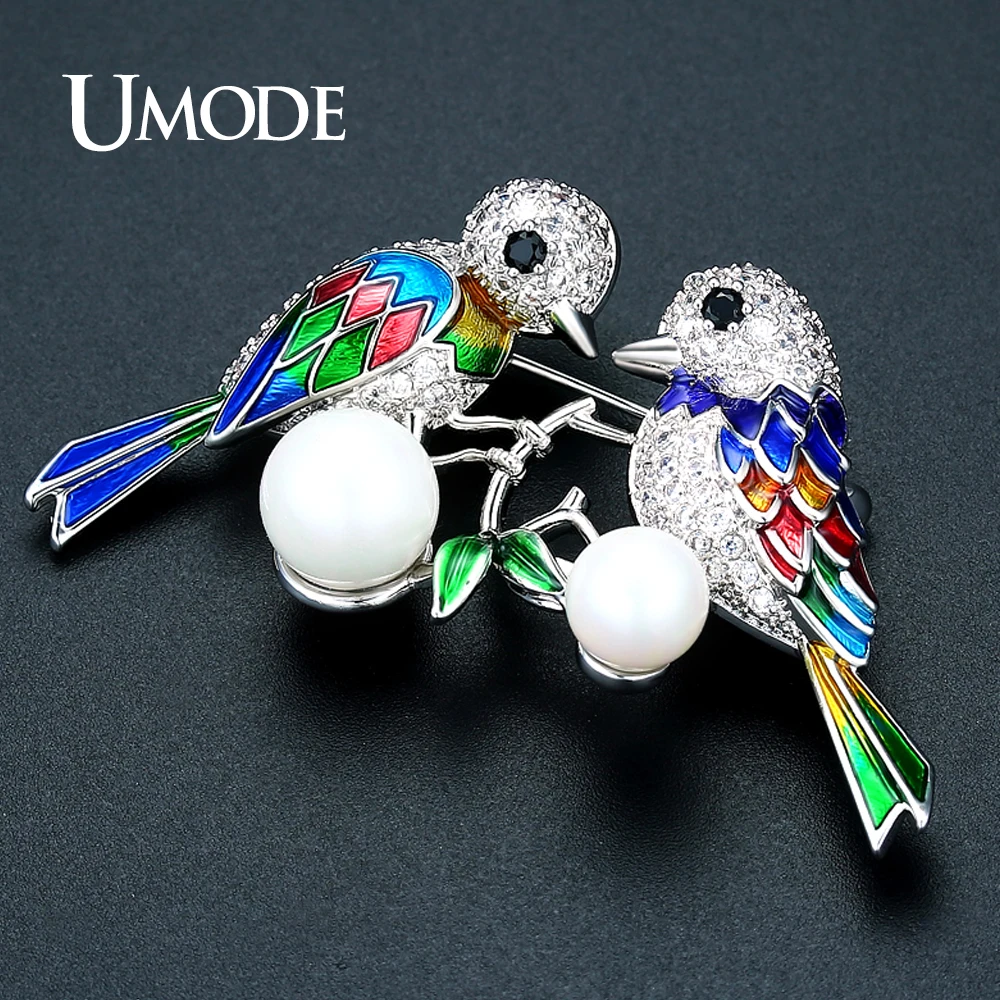 UMODE новые модные ювелирные изделия две птицы Очаровательная эмалированная