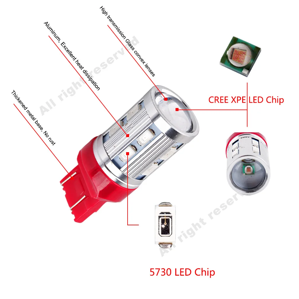 1 шт. Автомобильные светодиодные лампы T20 7443 7440 12 SMD 5730 W21/5 Вт 5 Вт|car light source|t20 7443t20 |