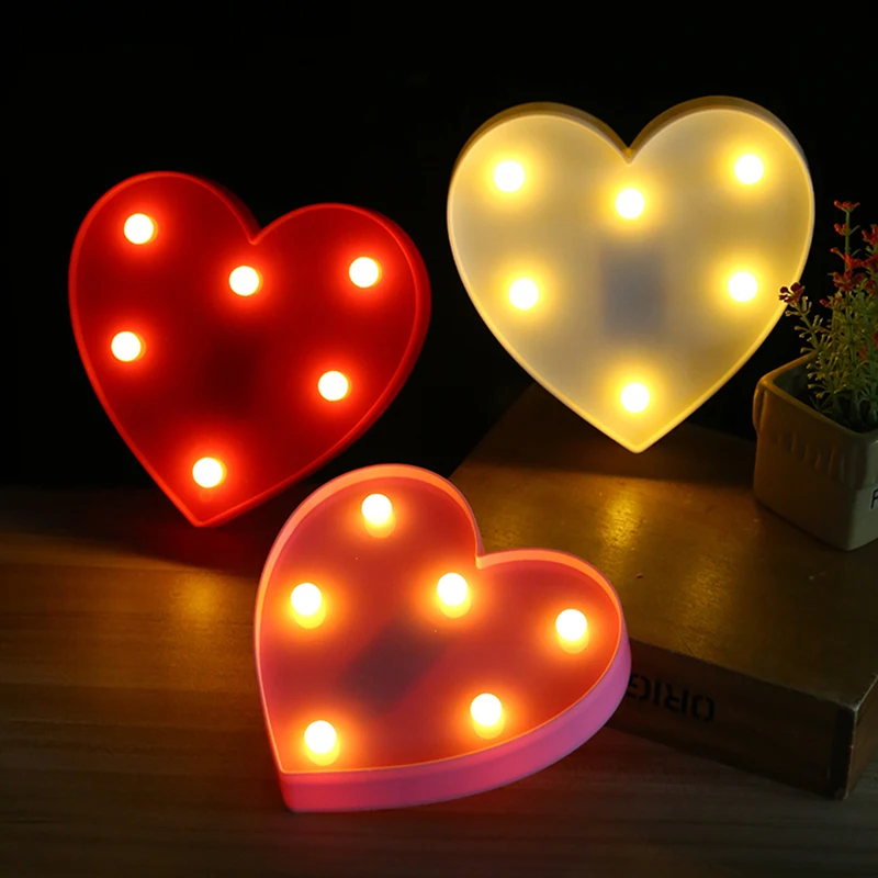 3D Любовь Сердце светодиодный ночник романтические светильники в форме букв