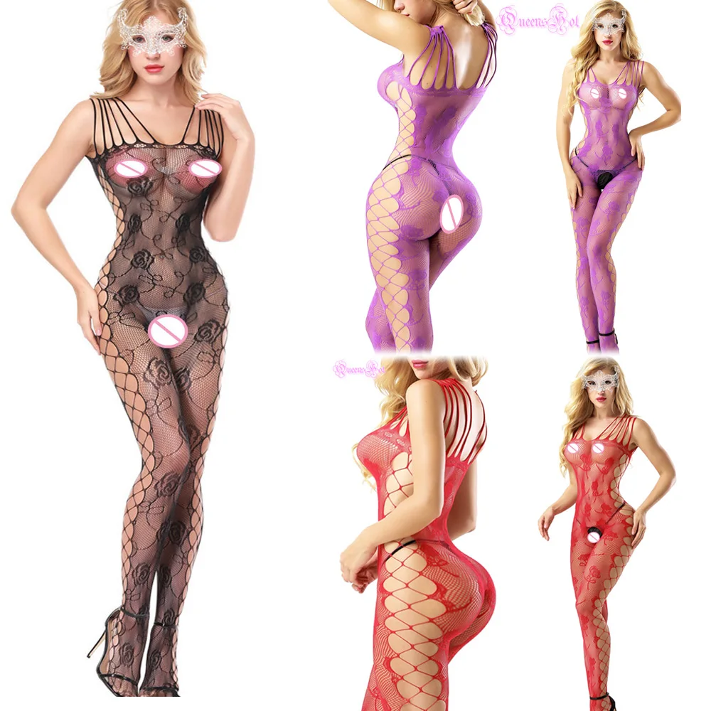 Strappy Эротическое белье-Сетка Sheer Crotchless Crossover Rose Body Stocking горячее белье бесшовное с вырезами Латекс комбинезон бедра высокие