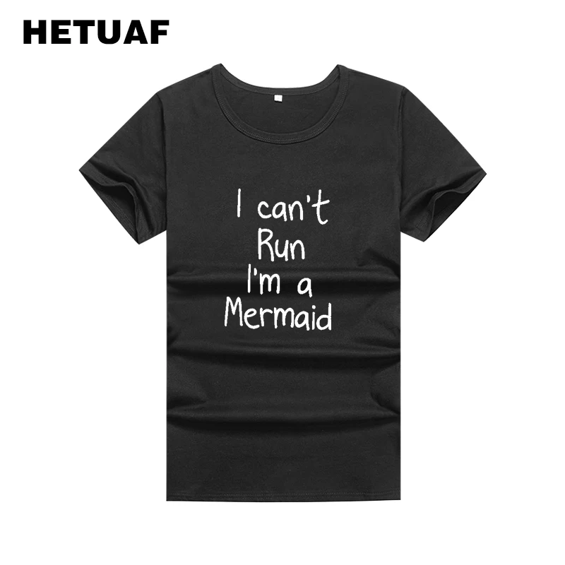 Женская футболка с русалочкой HETUAF модный топ в Корейском стиле Ulzzang черная белая
