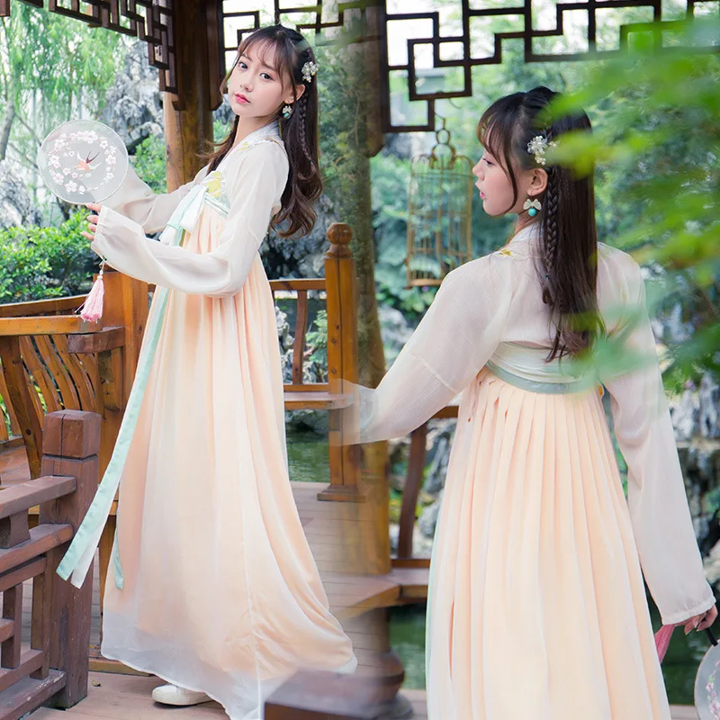 Hanfu Женская юбка на груди повседневная весенний костюм в китайском стиле феи