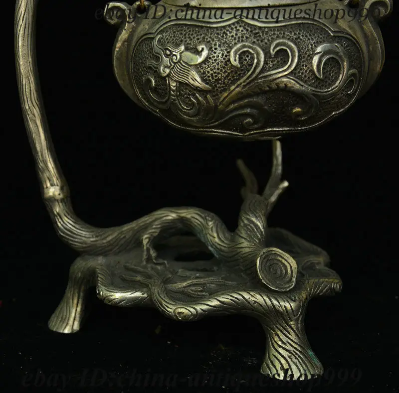 Old China Palace Silver Dragon Loong Hang Incense Burner Censer Incensory Statue | Дом и сад