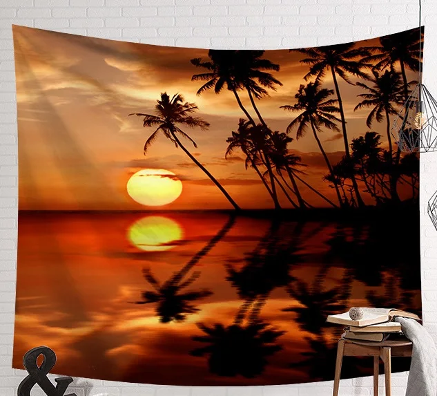 CAMMITEVER кокосовое дерево Sunrise Seaside голубое зеленое море каюта покрывало для пляжа