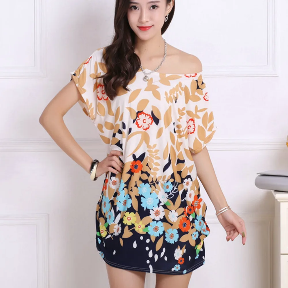 2018 spring summer women Dress Plus Size Women dresses short sleeve Loose Casual print tunic big large 5xl | Женская одежда