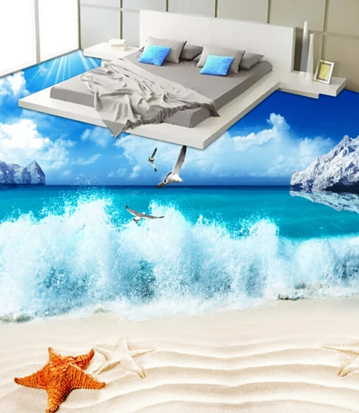 

[Self-Adhesive] 3D Mountain Beach Bird 5 Non-slip Waterproof Photo Self-Adhesive Floor Mural Sticker WallPaper Mural Print Decal