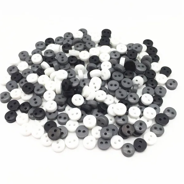 white grey black mix 250 шт 20 цветов мини 6 мм круглые полимерные кнопки для кукол мягкие игрушки одежда 2 отверстия Швейные аксессуары украшения для скрапбукинга - Цвет: white grey black mix