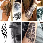 Мужские Временные татуировки 3D большие, водостойкие, Переводные, Переводные, флэш-наклейки
