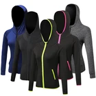 Осенне-зимняя женская куртка YD для фитнеса, тренировок в тренажерном зале, спорта, бега, с молнией и шляпой, Повседневная футболка, топ для фитнеса