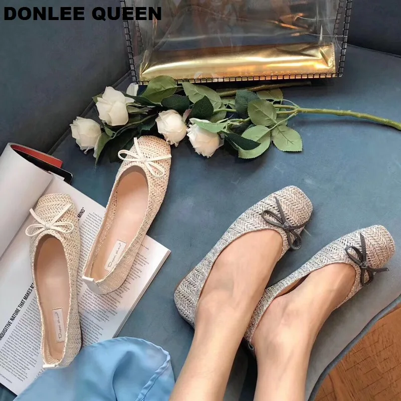 DONLEE QUEEN/женские балетки на плоской подошве модные плетеные летние туфли с