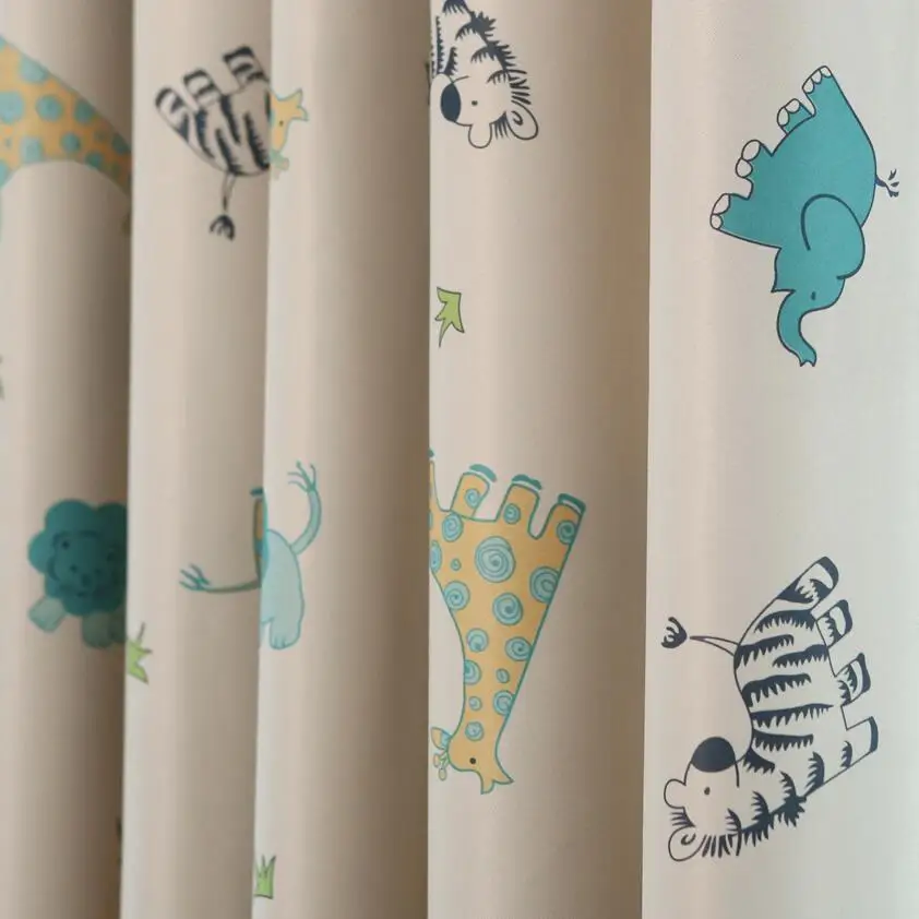 Curtain Cloth Мультяшная занавеска для детей, затемненная драпировка, отвесный тюль, занавеска для окна, спальни, с животными, для детской комнаты, на заказ, Treatmnet T& 137#30 - Цвет: Curtain Cloth