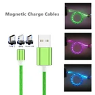 Магнитный зарядный кабель Micro USB 5Pin Type C, со светодиодной подсветкой, для iPhone 5, 6, 7, 8, X, Xs, Xr, Xiaomi, Huawei, Samsung A70