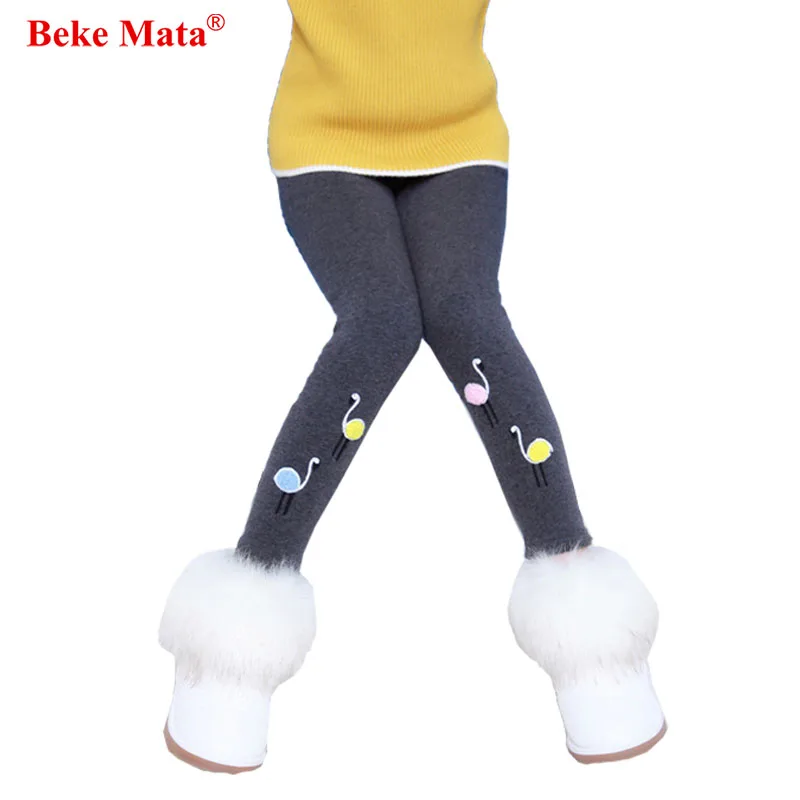 Леггинсы для девочек новинка 2017 зимние детские теплые обтягивающие штаны