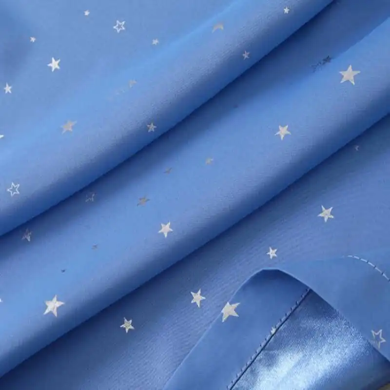 Sky Blue Cloth Оконные Занавески, s набор, термоизолированные Твердые серебряные звезды, Затемненные окна, готовые занавески для гостиной, детской комнаты, wp123#20 - Цвет: Sky Blue Cloth