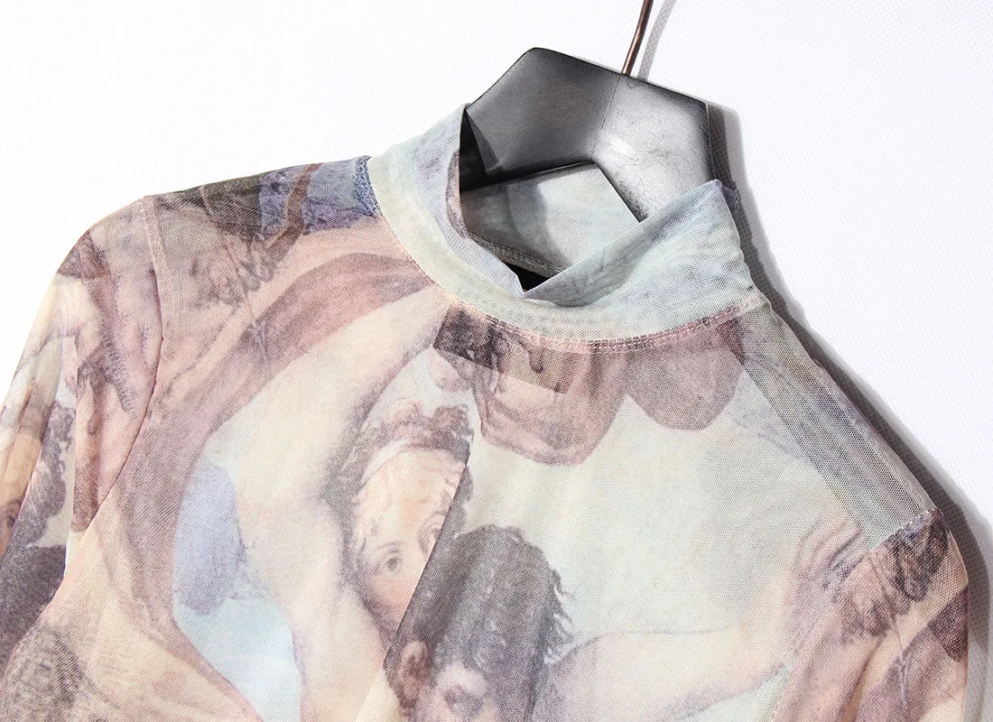 Женская футболка GETSRING плотно облегающие эластичные сетчатые топы с высоким