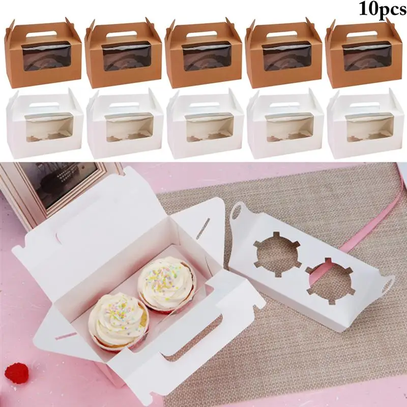 10PCS Large Capacity Solid Color Cupcake Box Creative Multipurpose Paper Cake Box Candy Biscuit Bags Party Gift For Guests Kids - Цвет: A