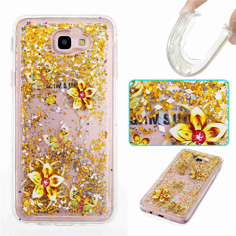 Горячей жидкости зыбучие пески блеск PU чехол для Samsung Galaxy J5 Prime On5 2016 обратно чехлы