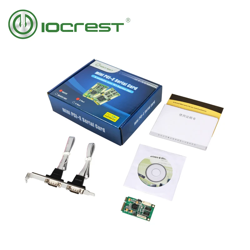 IOCREST Mini PCIe 2 Port s Rs232 Db9 Com полуразмерный последовательный порт PCI Express карта