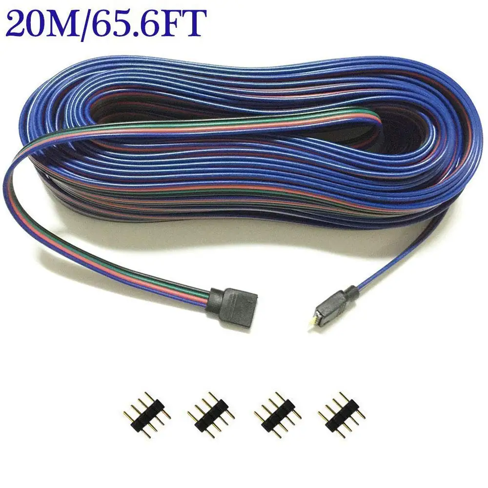 Удлинительный RGB кабель 5/10/20/100 м 4 контакта 12 в пост. Тока 22AWG для светодиодных лент