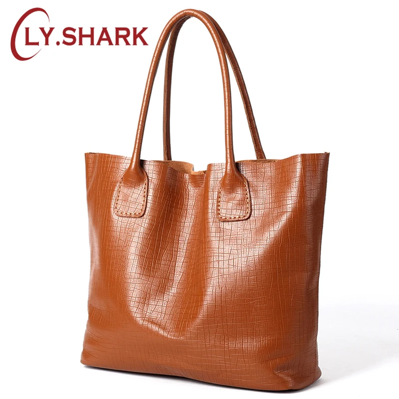 LY. SHARK 2019 новая импортная первый слой из воловьей мягкой кожи большая сумка на
