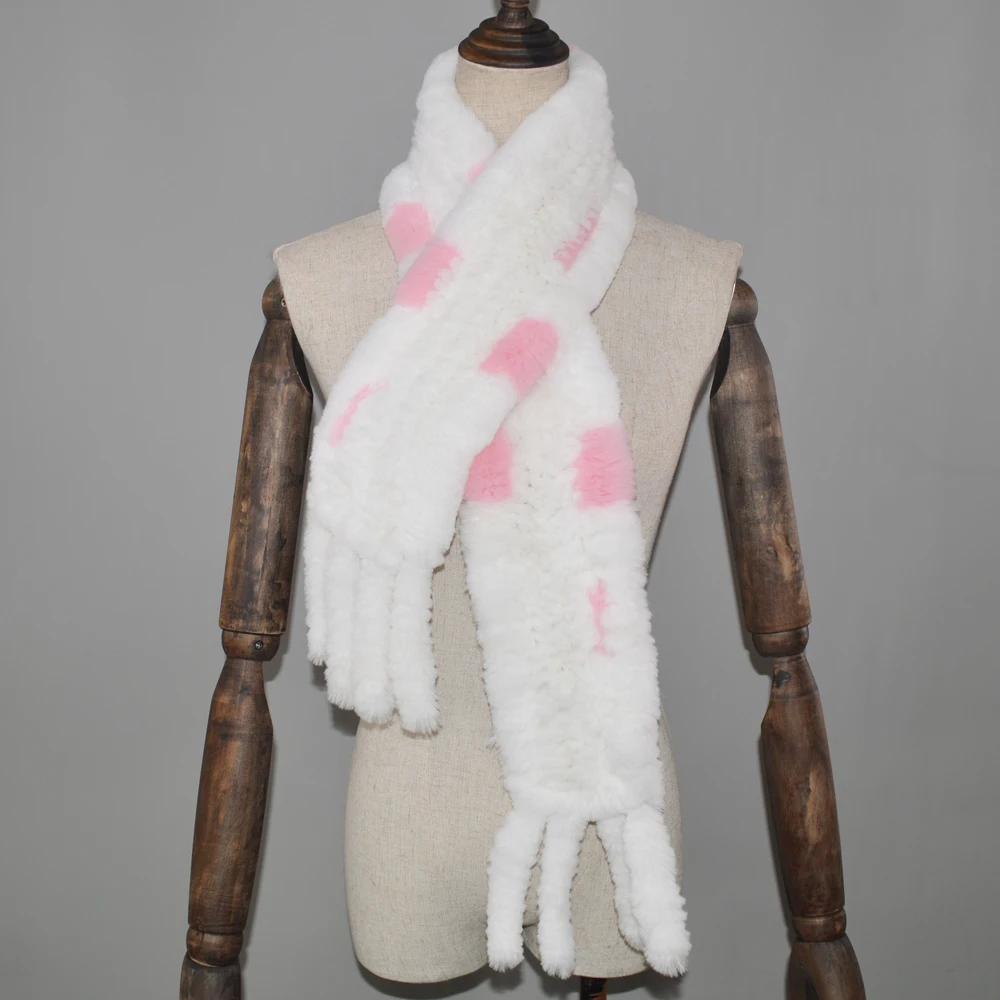 Для женщин Настоящий мех кролика шарф 100% из натурального меха благородного