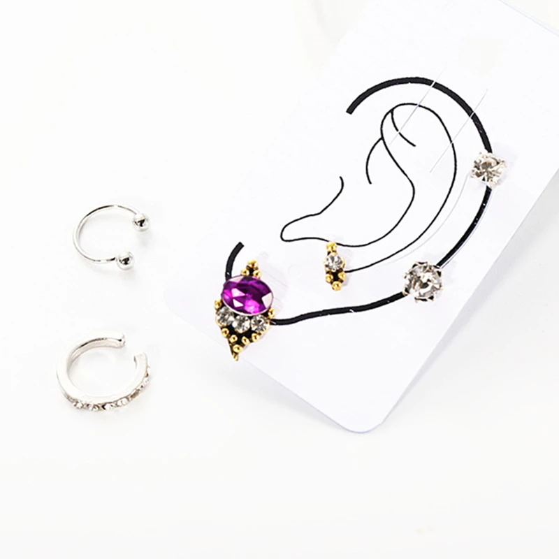 Женские винтажные серьги-клипсы зажимные Серьги серебряного цвета в стиле панк