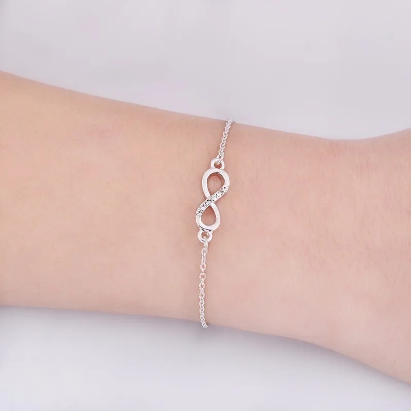Модный браслет для женщин с надписью "Love CZ Infinity", 8 символов, браслеты дружбы, золотые, серебряные, вечерние, подарок, застежка-Омар, вечность, ювелирное изделие