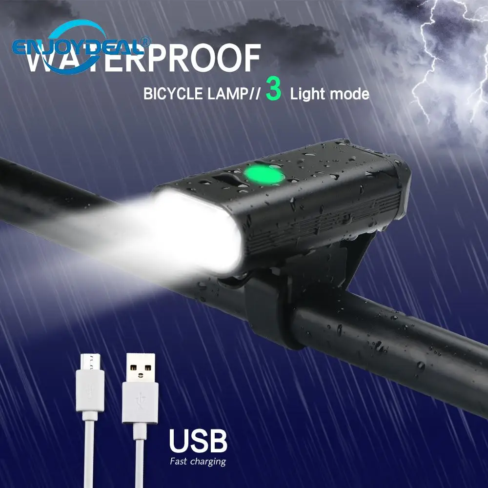 Велосипедный светодиодный фонарь зарядка через USB передняя фара предупреждение