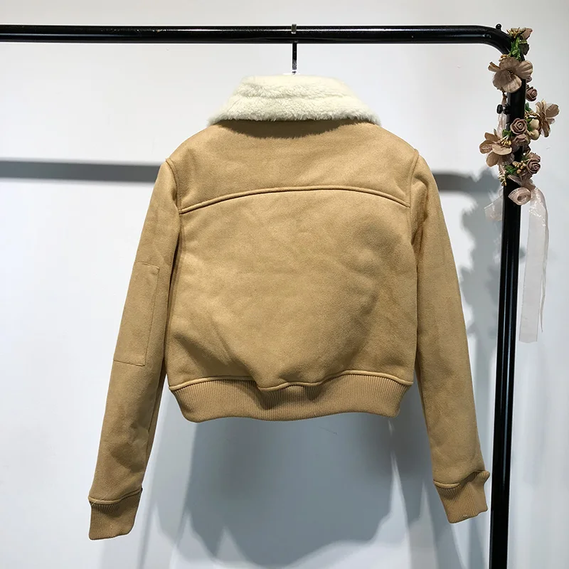 WHITNEY WANG 2018 Autumn Winter Fashion Streetwear Vintage Style Fleece Parkas Women Jacket Coat Outwear Bomber | Женская одежда