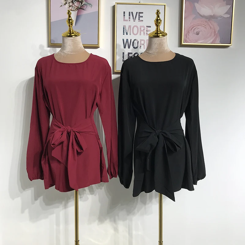 Красные женские топы Abaya Турецкая мусульманская женская одежда Abayas блузка