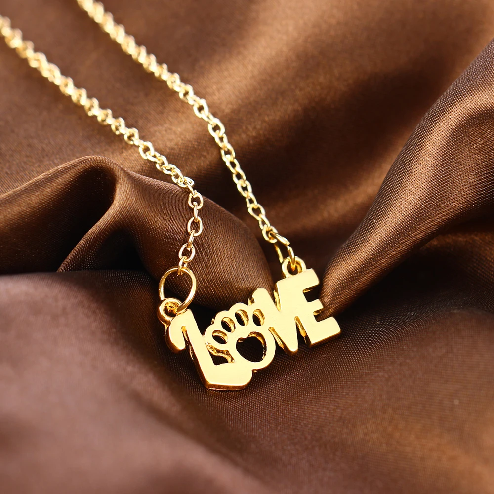 Ожерелье с подвеской в виде лапы для домашних животных надписью Love Алфавит