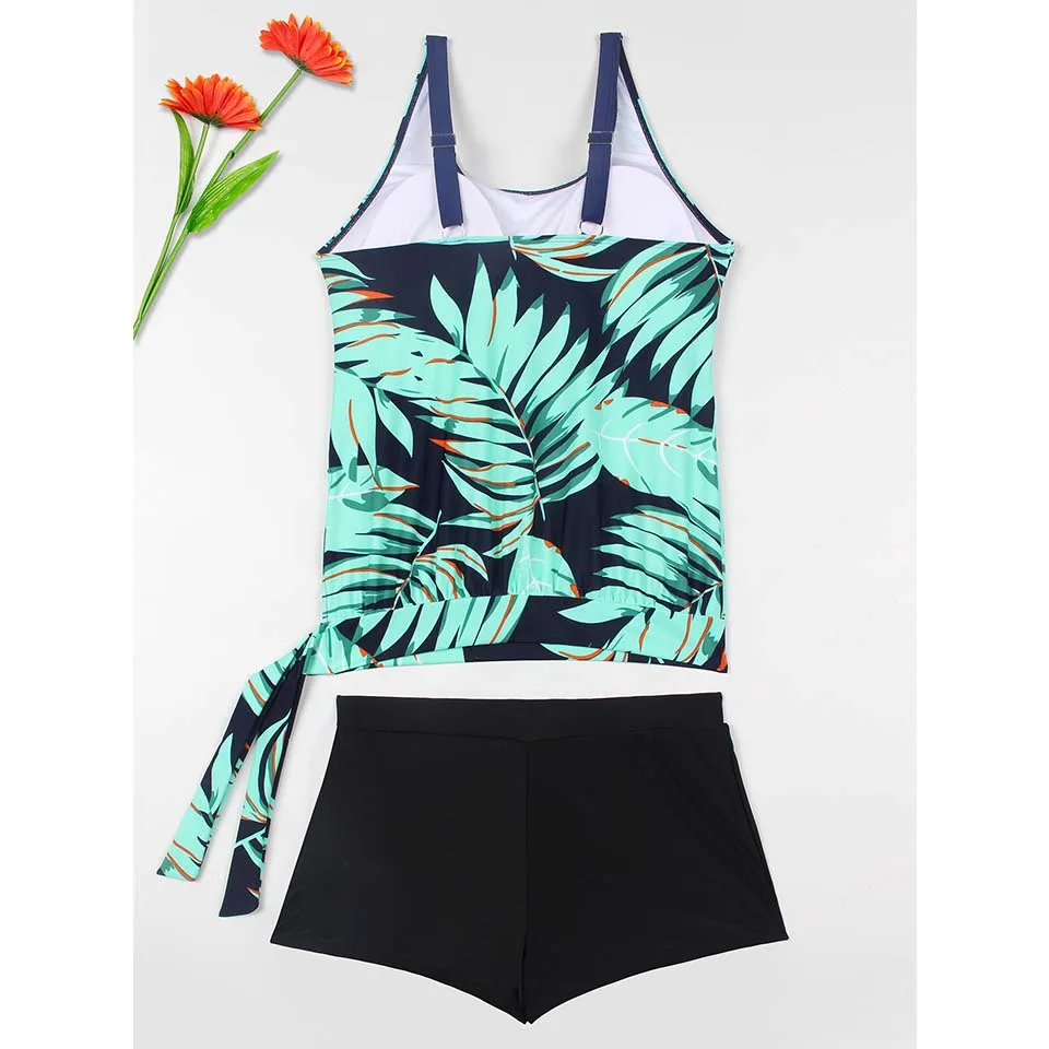 TCBSG Sexy Women Swimsuit Plus Size Swimwear Tankini Strappy Push Up Print Bottom Bathing Suits Solid Swim Wear | Спорт и