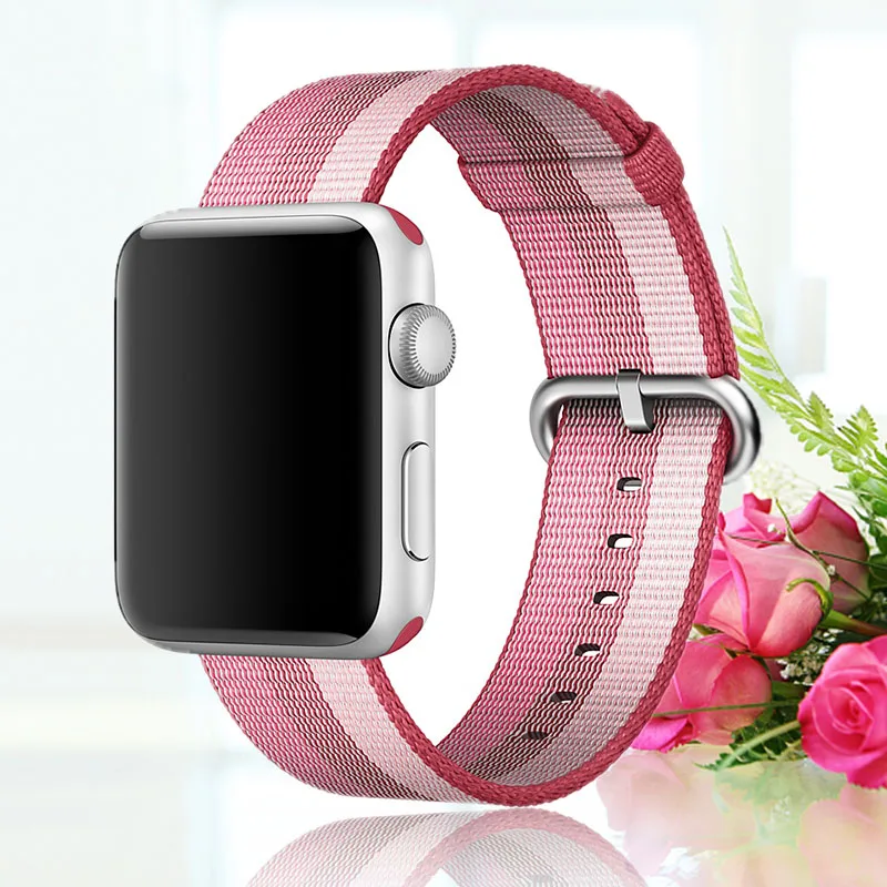44 мм ремешок для apple watch series 5 4 3 2 1 тканый нейлоновый ремешок для iWatch 40 мм 38 мм узор Классическая пряжка