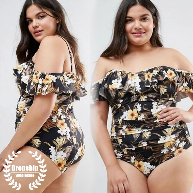 5XL XL женский винтажный Цельный купальник сексуальный с открытыми плечами