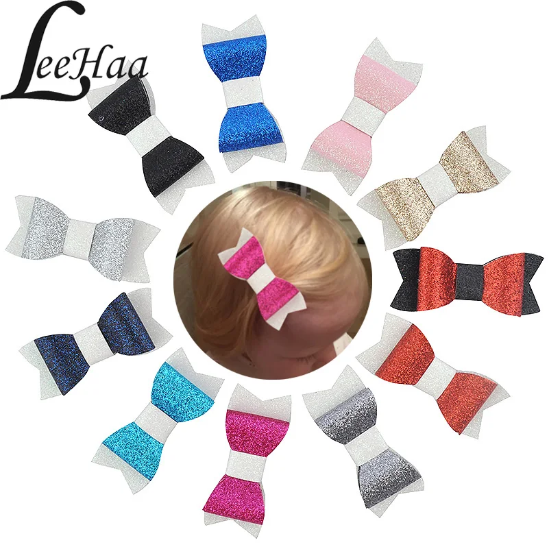 2.8 Inch Hair Bows for Girls Leather Glitter Cute Clips Alligator Korean Accessories Teens Kids Toddlers | Детская одежда и обувь