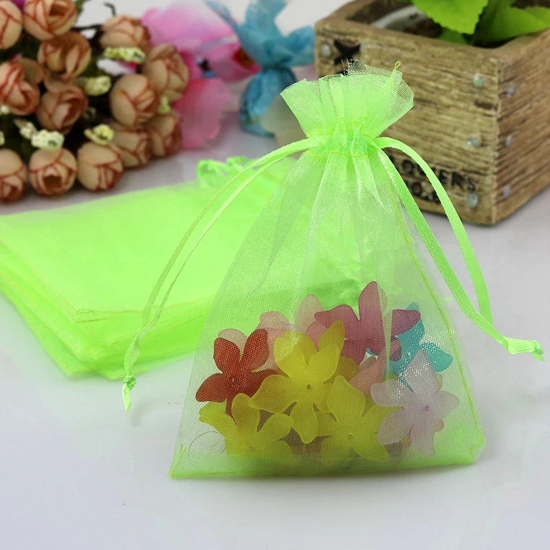

Organza Bag Wholesale 50pcs/lot 30x40cm Light Green Organza Tulle Sheer Bolsa Gift Bag Cute Toys Jewelry Packaging Bag & Pouches