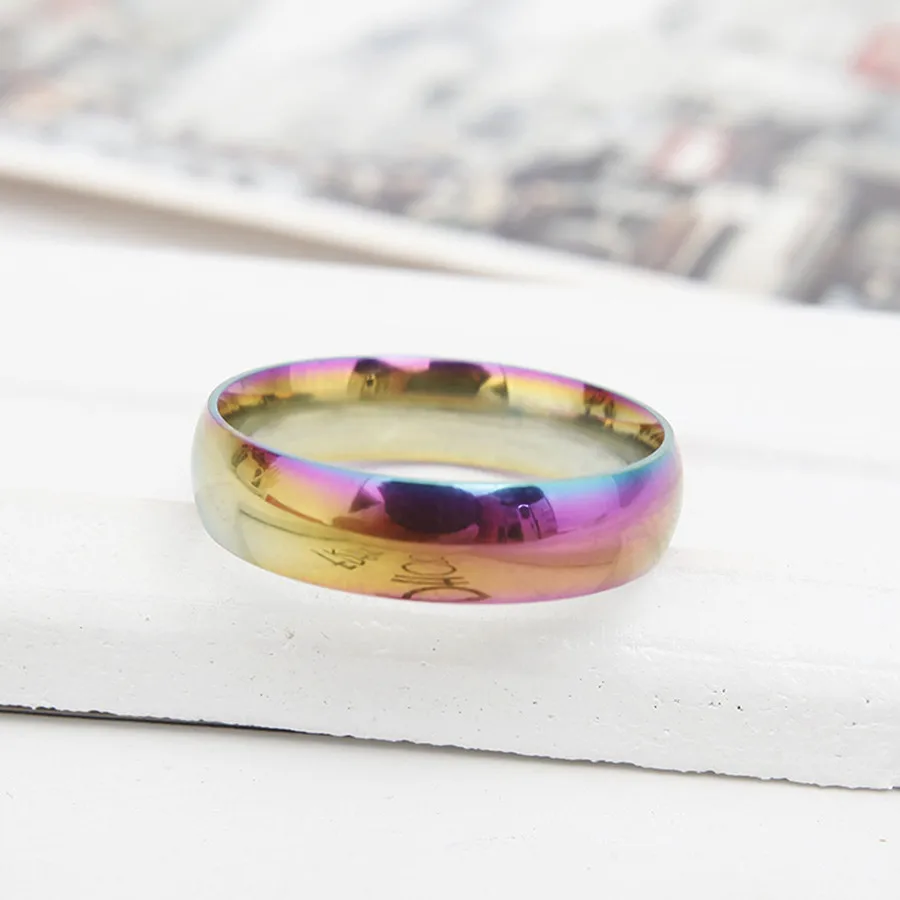 316L Stainless Steel Multicolor Rings Dull Polish Circle Anniversary Sale Ring Wedding Rainbow Party Anillos Mujer | Украшения и
