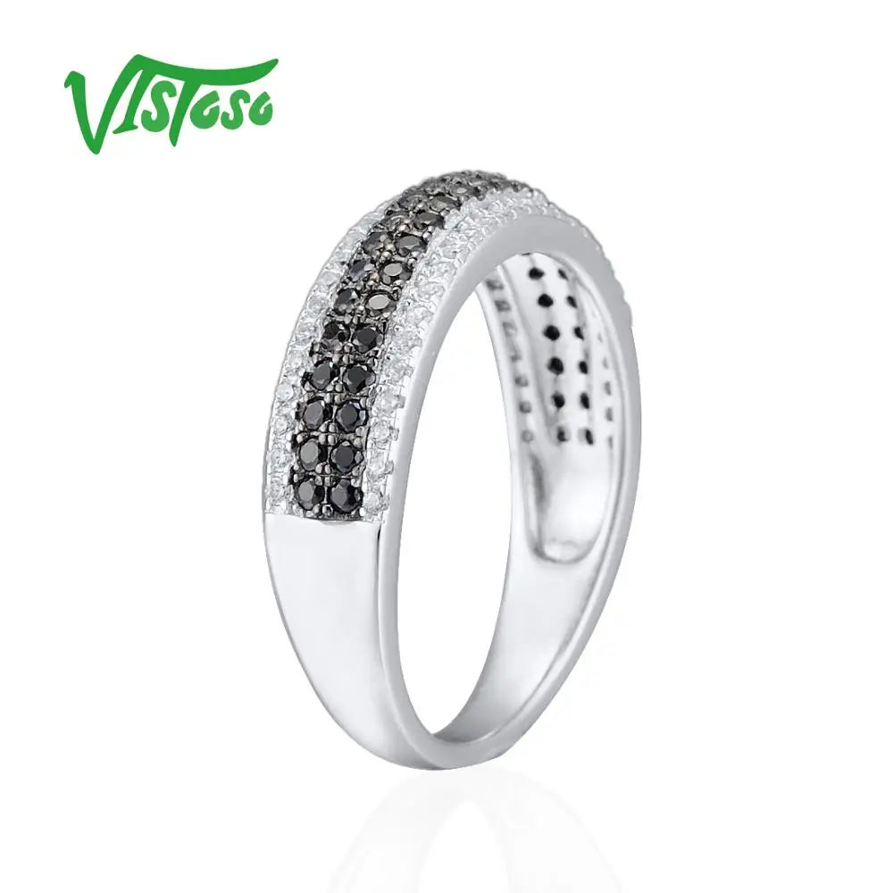 VISTOSO 925 пробы серебряные кольца для женщин натуральный камень черная шпинель